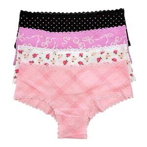 Victoria's Secret Cheeky Lace Trim Panties Womens Medium M LOT OF 4 VS Panty NWT